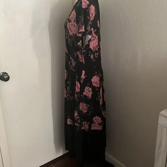 Torrid Black Pink Roses Floral Lace Detailing In Front Dress Contemporary - Picture 5 of 11